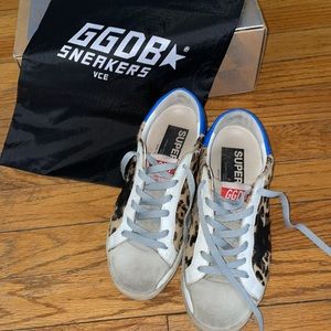 Beautiful Golden Goose leopard print “Superstar” sneakers, size 36.